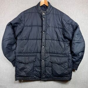 Vintage 80s K-Mart K10 Puffer Jacket Men Large Navy Insulated Ripstop *Flaws*